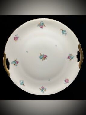 KPM Vintage Floral Gold Trim Handled Porcelain Serving Plate Platter Serveware